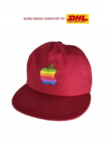 VTG 80s APPLE COMPUTER RED RAINBOW HAT 