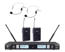 Professional Dual Wireless Headset Headset Microphone System UHF Rack Mountable