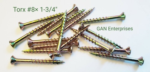 Torx 1-1/4 to 4" Star Flat Head with nibs Yellow Zinc Type 17 Outdoor Wood Screw - Picture 27 of 39