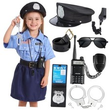 Police Costume for Kids,Police Officer Costume for Girls,Halloween 7-8 Years