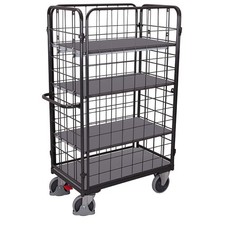 Etagenwagen / 4 Gitterw&auml;nde / 4 Etagen / grau / H&ouml;he 1.800 mm / Transportwagen