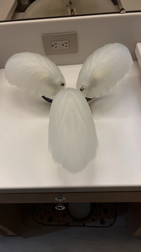 Lámpara de techo de latón 3 hojas esmeriladas en forma de luz de montaje empotrado, con herrajes Foto 2 de 4