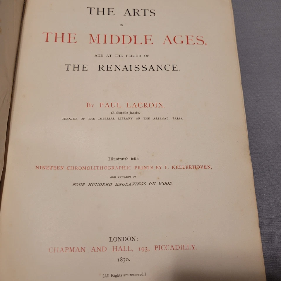 1870 Paul Lacroix Arts in The Middle Ages and at the Period of The Renaissance Foto 2 de 4