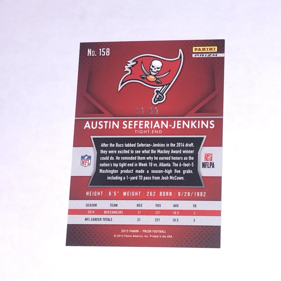 Austin Seferian-Jenkins 2015 Panini Prizm Football Red Prizm /99 SP Buccaneers - Image 4 of 4