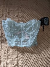 Victoria's Secret Pale Blue Lace Bustier 34C NWT