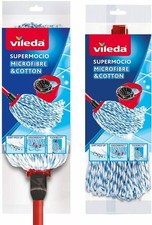 Image of Vileda SuperMocio Microfibre Telescopic Cotton Mop with Extra Refill, Red