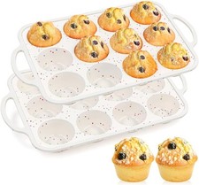 Silicone Muffin Pans for Baking, Metal Reinforced Frame 12 Cups Cupcake Pan