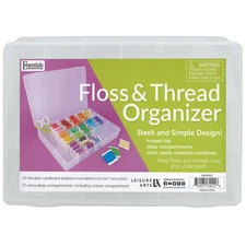 Essentials By Leisure Arts Floss Organizer Box with 17 Compartments and 100