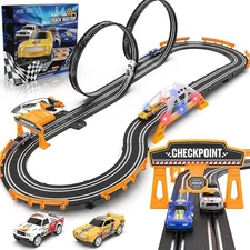 Slot Car Race Track Set Electric Powered Race Track Dual Racing Car Track Set