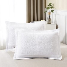 WINLIFE 100 Cotton Quilted Pillow Sham Floral Printed Pillow Cover King Size, S