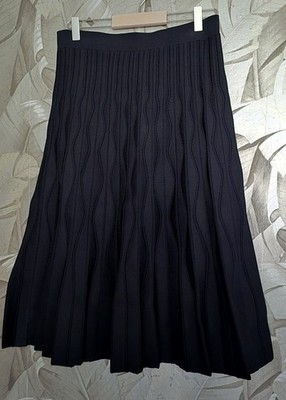 Sandro Paris Rock Gr 3 DE 38-40 Schwarz Strickrock Midi A-Linie Knit Designer