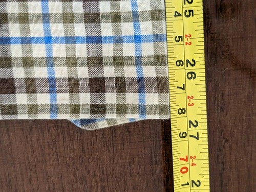 Camicia 100% lino vestibilità personalizzata camicia abbottonata manica lunga uomo Sx XL marrone LEGGI - Foto 8 di 8