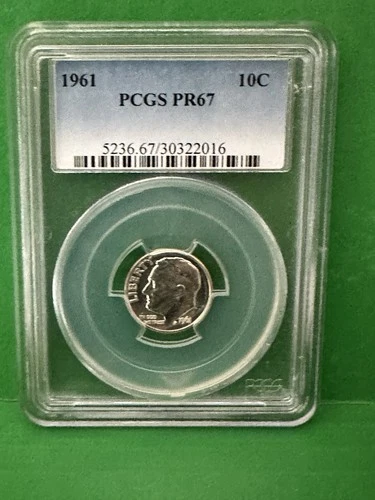 1961 Rosevelt Dime Silver Proof - PR67 PCGS Graded - 90% Silver Dime 10c.  HOT!!