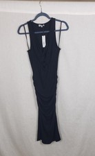 Michael Stars Dress M Black Giulia Ultra Rib Keyhole Front Ruched USA Gothic