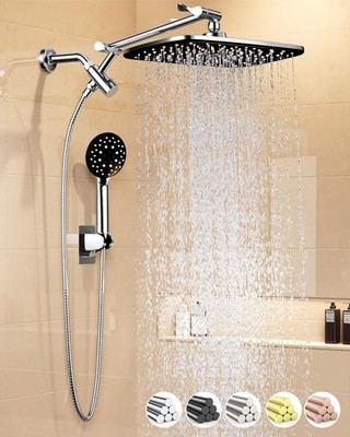 Veken 11.8 Rain Shower Head Handheld Metal Arm Chrome