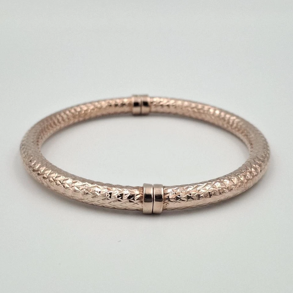 Brazalete Brazalete Milor Plata de Ley 925 Oro Rosa Tonificado Bisagra de Primavera 6mm ITALIA Foto 3 de 4
