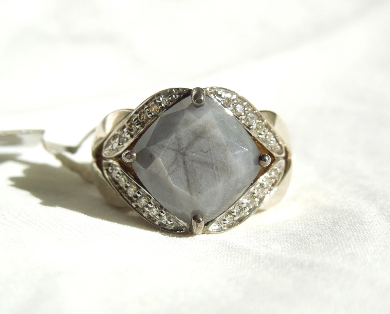 John Hardy Modern Silver Sheen Sapphire & 0.24 ct Diamond Silver Ring $1,695 NWT