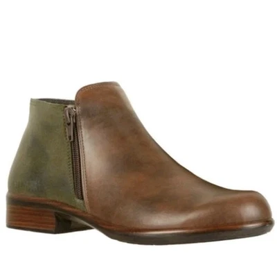 Naot Helm Ankle Boots Brown/Olive Green Booties Zip Up Comfort Boho Sz 10 EUC - Image 1 of 4