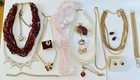 Vtg Sweetheart Red Gold Mix Jewelry Lot Napier Lisner Ruby Halo Sterling Kramer