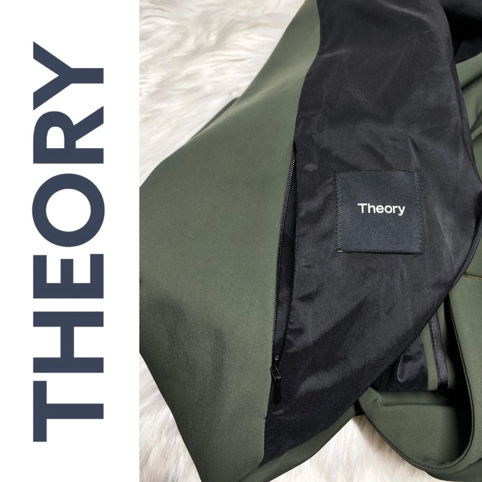 THEORY MEN'S CLINTON DPK 2-BUTTON PRECISION PONTE BLAZER OLIVE GREEN, SIZE 40 - Image 4 of 4