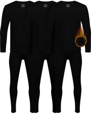 Mens Thermal Long Johns Top Bottom Set Cotton Underwear Warm Vest Base layer Set