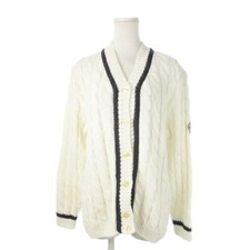Givenchy Vintage Cardigan Knit V-Neck Long Sleeve Cable 4G Logo Patch Intarsha