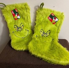 Dr Seuss The Grinch Who Stole Christmas Grinch Furry Stocking 20 inches Tall NEW