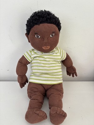 IKEA LEKKAMRAT Puppe Plüsch Gelenke Afroamerikaner schwarz braune Haare Auge Junge