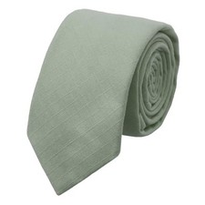 Solid Color Ties for Men, Cotton Mens Tie Skinny Necktie for Office Light Green