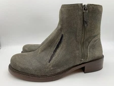 Trask Women's US 9.5 Gray Distressed Italian Suede Ankle Boots Elastic Vents