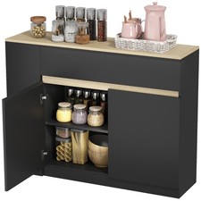 Image of HOMCOM Sideboard, Storage Cabinet with 2 Drawers, 3 Open Shelves, Black
