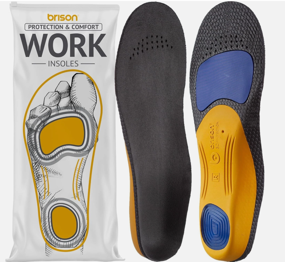 Brison Work Insoles for Women Men - Plantar Fasciitis Relief Orthotic Arch Supp