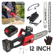 12 Inch Electric Cordless Chainsaw Handheld Wood Cutter with Battery 800W 21V