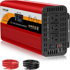 1000W/1500W Pure Sine Wave Power Inverter 12V/24V to 110V Car RV Solar LCD