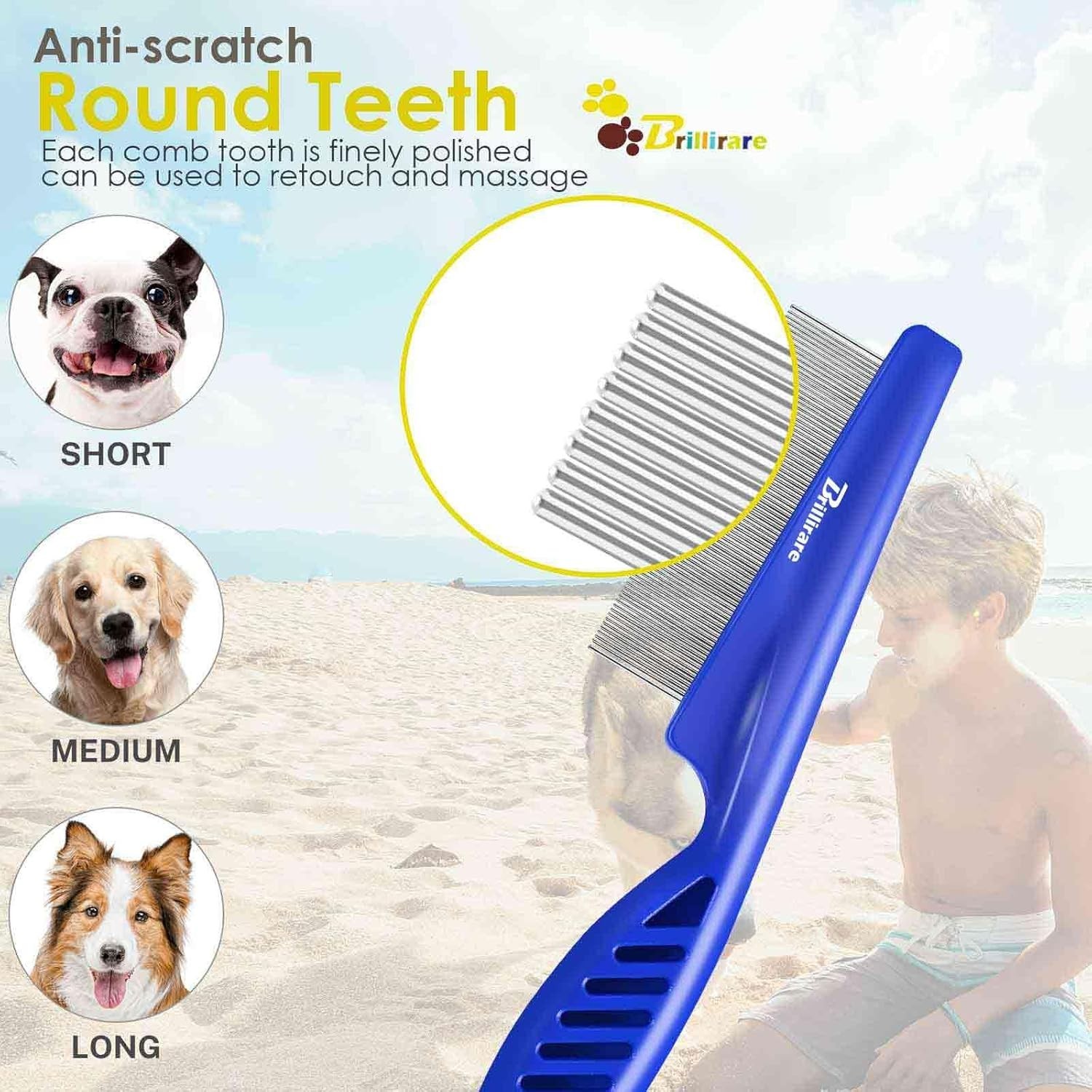 3 Pack Pet Hair Comb Stainless Steel Flea Lice Combs Dog Cat Grooming Kit NEW