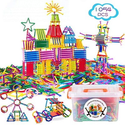Juboury 1054Pcs Building Toy Blocks Bars Different 500, Multicolor 