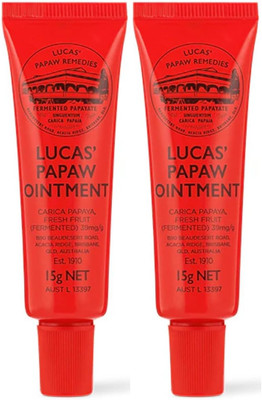 Lucas Papaw Ointment 15g Tube with lip applicator - TWIN Pack for value Red 