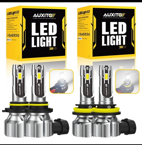 4x AUXITO 9005 H11 LED Combo Headlight Bulbs High Low Beam Kit Extremely White - Bild 1 von 4