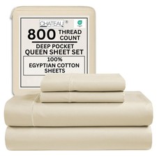 Queen Sheet Set - 800TC Egyptian Cotton Bedding Sheets  Pillowcases - Soft, ...