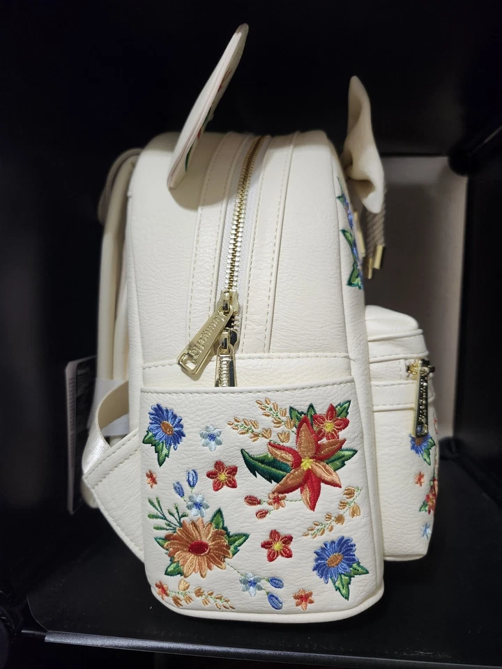 Mini Mochila Loungefly Disney Minnie Mouse Naranja Orejas Florales Nueva con Etiquetas Foto 3 de 4