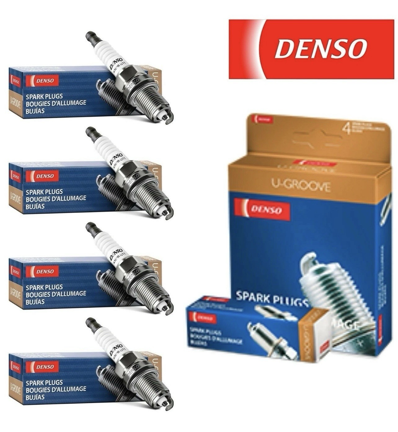 DENSO SPARK PLUG 3051 PN# W20ESR-U#4 3057#4   4 PACK  Small Engine U - Grove