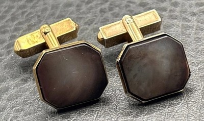 Vintage Swank Dark Mother Of Pearl Abalone Cufflinks Gold Tone