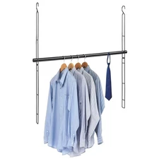 Closet Hanging Rod, 47.2in Wide Extension Closet Hanging Organizer, 6 Height ...