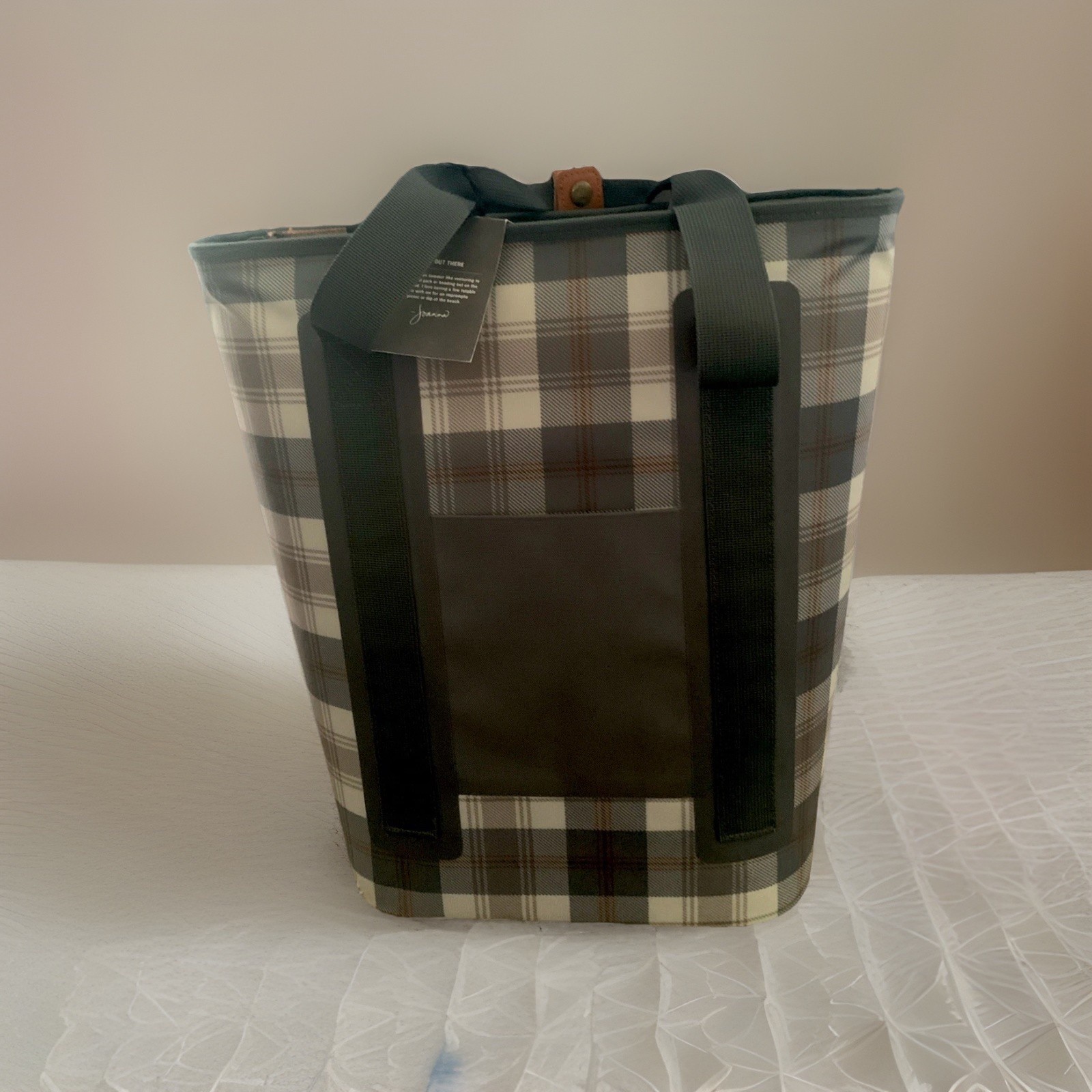 Insulated Cooler Backpack Hearth and Hand Magnolia Gray Plaid NWT