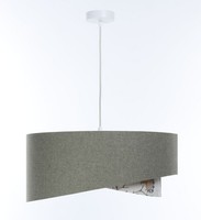 HäNgelampe Pendelleuchte Stoff GrüN Weiß Floral Verstellbar E27 Rund D: 45 Cm