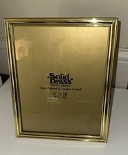 Vintage Brass Shiny Picture Frame 8x10 MCM Gold Tone Velvet Backing