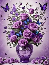 Floral Butterfly Diamond Art Kits for Adult Paintings Home Wall Decor 12x16 in