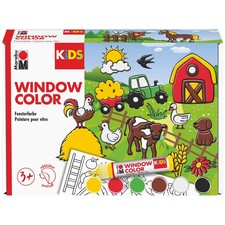 MARABU KiDS Window Color Set mit Bauernhof Motiven 6 x 25ml Fenster Bilder neu