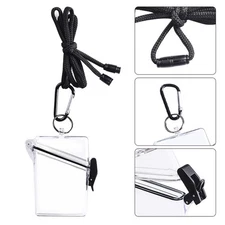 Waterproof Durable Clear Plastic Card Key Holder Case Protect With Lanyard
