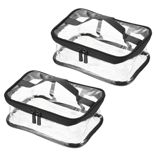 Nuova borsa da toilette per trucco trasparente Borse da bagno impermeabili di grandi dimensioni Borsa da bagno semplice in PVC Borsa per cosmetici con giunture in PU  1524